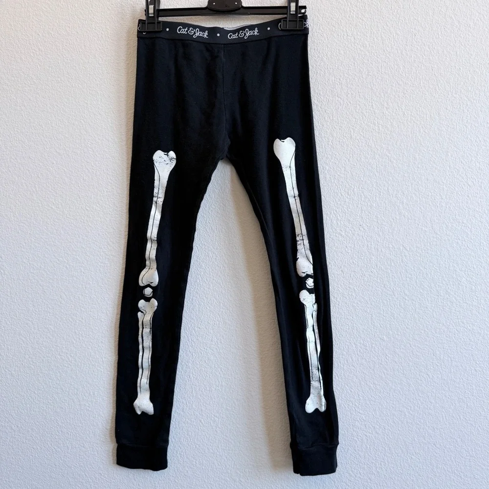 Cat & Jack Kids Skeleton Dinosaur Pizza Pajama Set Black Size 10 Halloween PJs